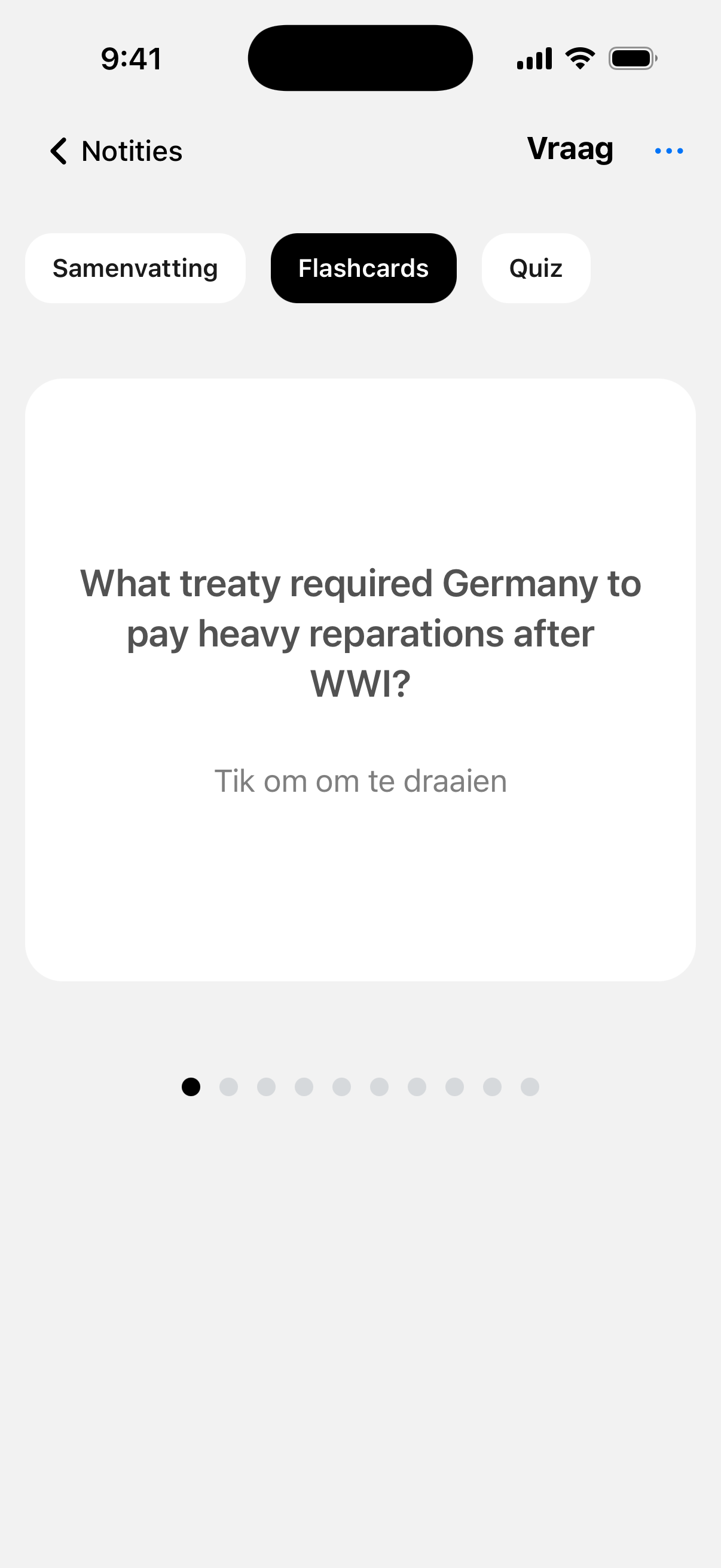 Herhaal belangrijke ideeën met leerkaarten uit je notities.