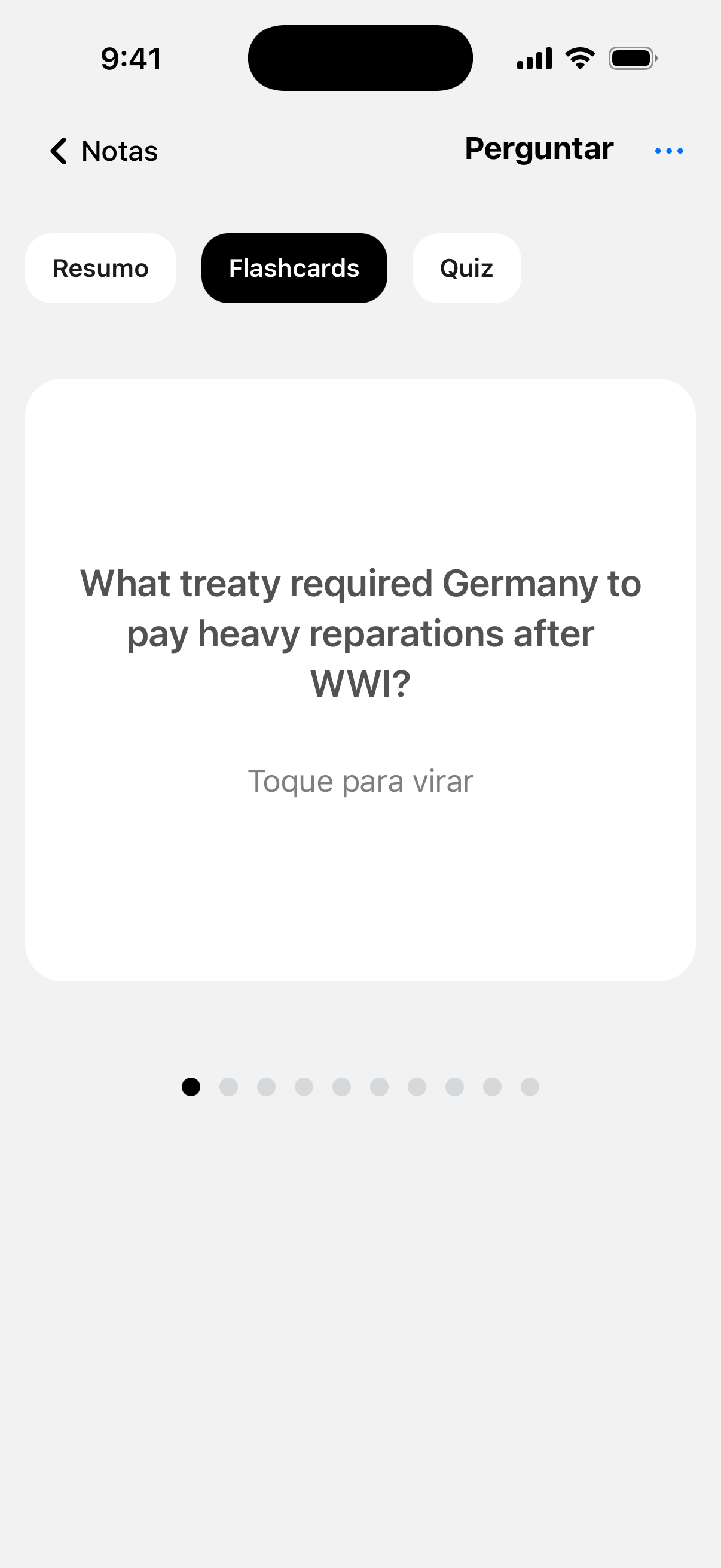 Revise as ideias principais com cartões das suas anotações.